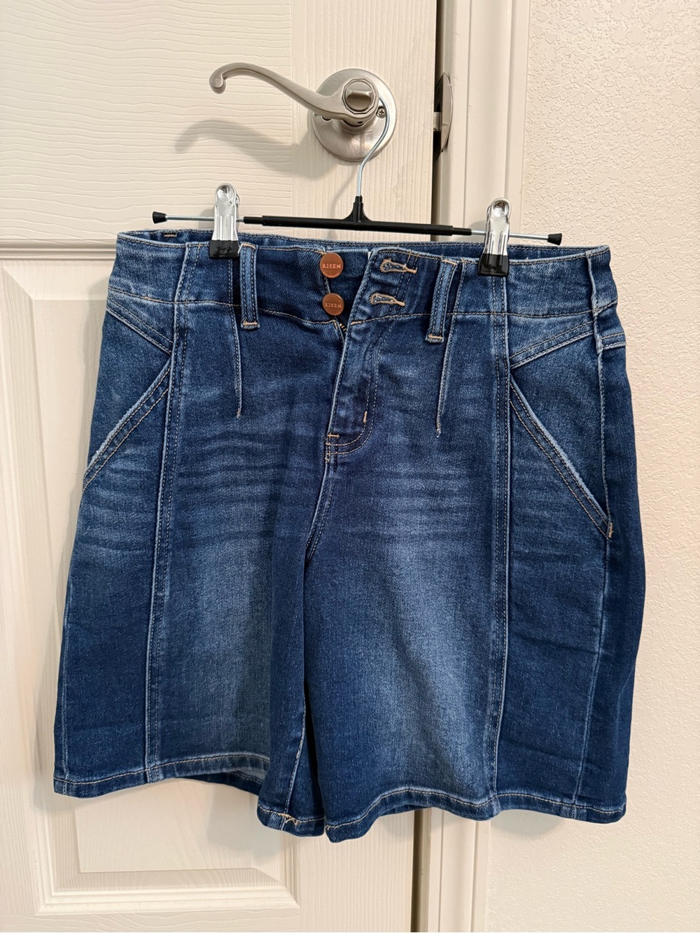Risen High Rise Seamed Roll Up Shorts